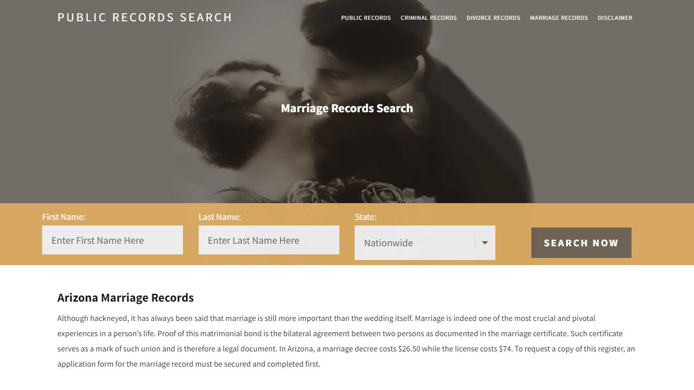 Arizona Marriage Records | Enter Name and Search|14 Days Free